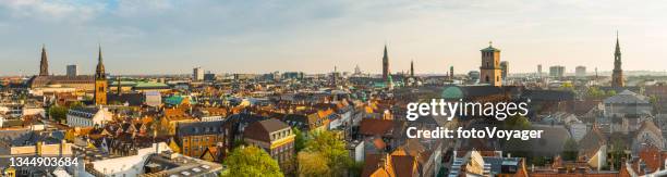 copenhagen aerial panoramic view across the city at sunset denmark - copenhagen 個照片及圖片檔