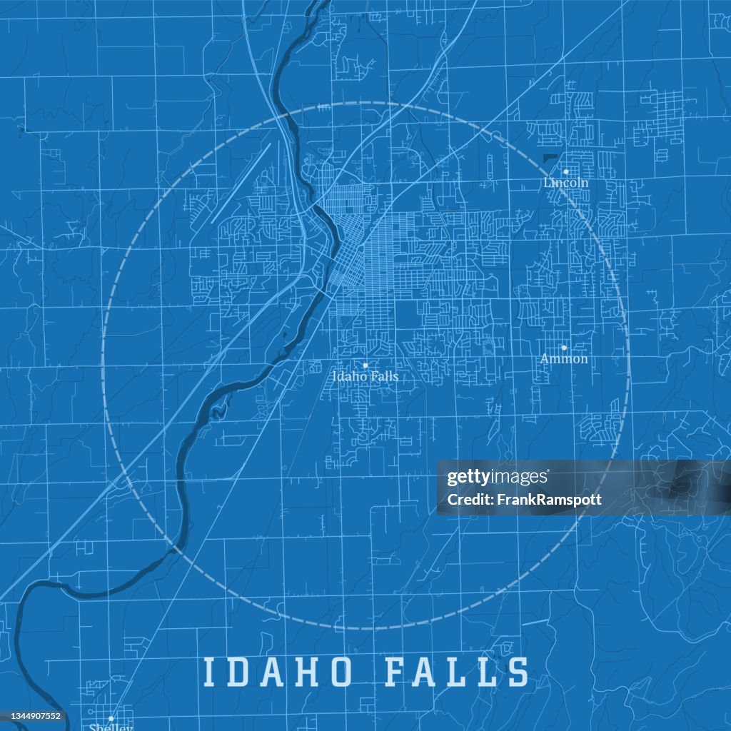 Idaho Falls ID City Vector Road Map Blue Text