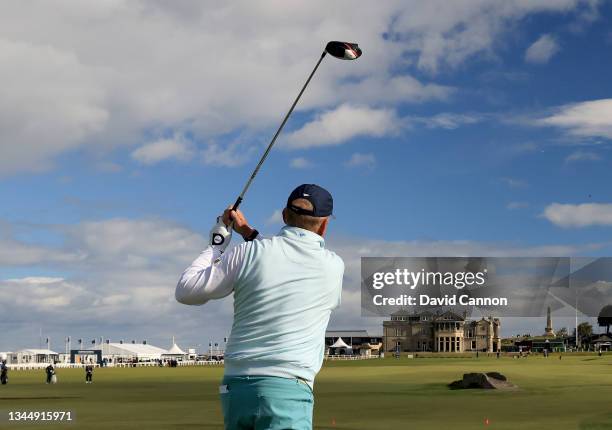 Rurik Gobel of South Africa plays his tee shot on the 18th hole during the final round of The Alfred Dunhill Links Championship on The Old Course on...