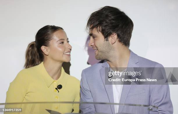 Actors Irene Escolar and Ricardo Gomez at the press conference where they have unveiled the film that will represent our country in the next edition...