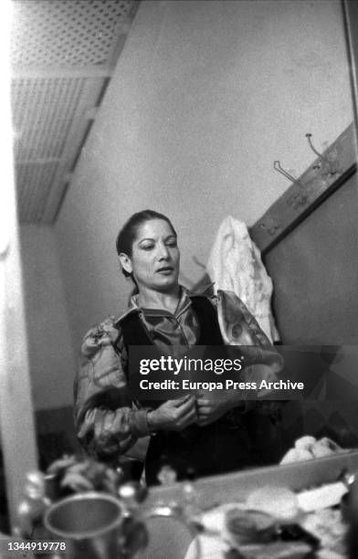The bailaora Carmen Amaya prepares in a dressing room for one of her performances in Madrid.