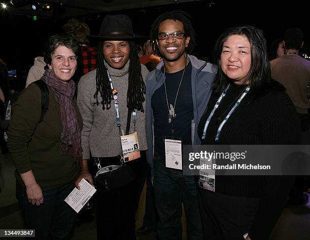 Leslie Klainberg, Rahdi Taylor, Thomas Allen Harris and Claire Aguilar attend the PBS Reception at the Sundance House during the 2008 Sundance Film...