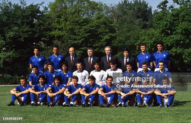 Italian Team line up Back Row Gianluca Vialli, Riccardo Ferri, Francesco Rocca, Sergio Brighenti, Azeglio Vicini, Giancarlo De Sisti, Aldo Serena,...