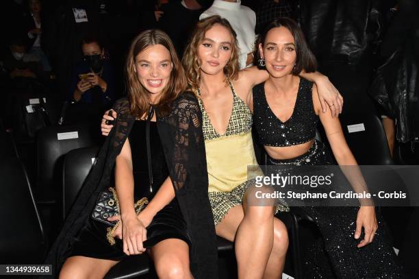 Kristine Froseth, Lily-Rose Depp and Rebecca Dayan attend the Chanel Womenswear Spring/Summer 2022 show as part of Paris Fashion Week on October 05,...