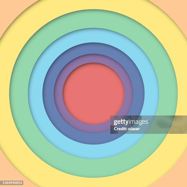 colorful cut out paper, topographic hole made of concentric circles - concentric stock illustrations