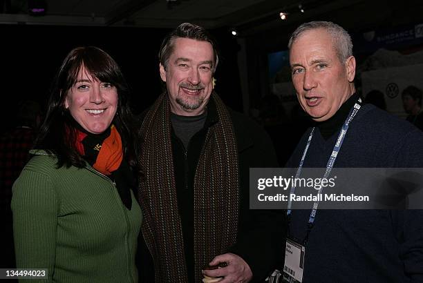 Lois Vossen of PBS, Director of Sundance Film Festival Geoffrey Gilmore and Chief Content officer of PBS John Boland attend the PBS Reception at the...