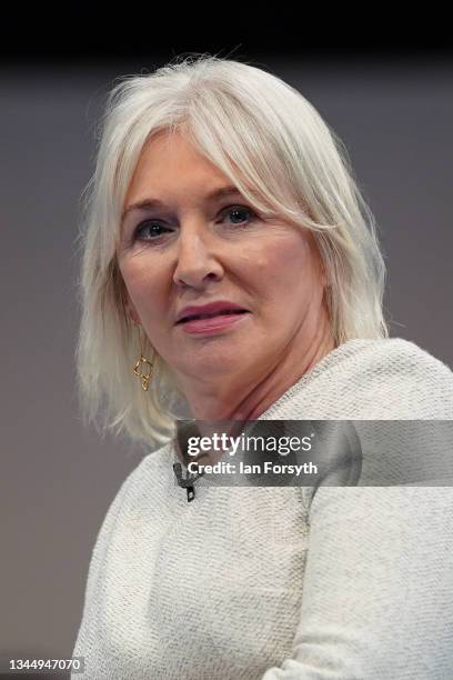 Nadine Dorries MP, Secretary of State for Digital, Culture, Media and Sport takes part on a panel discussion on the third day of the Conservative...