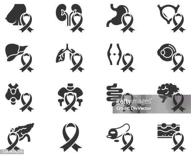 cancer icon set - social awareness symbol stock illustrations