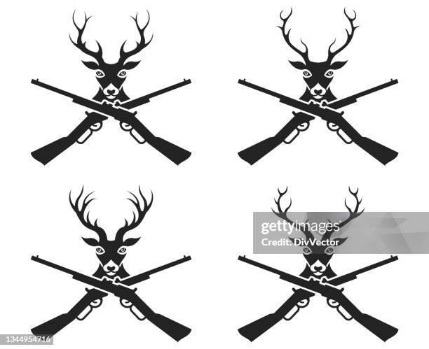 deer hunter head set - deer head stock illustrations