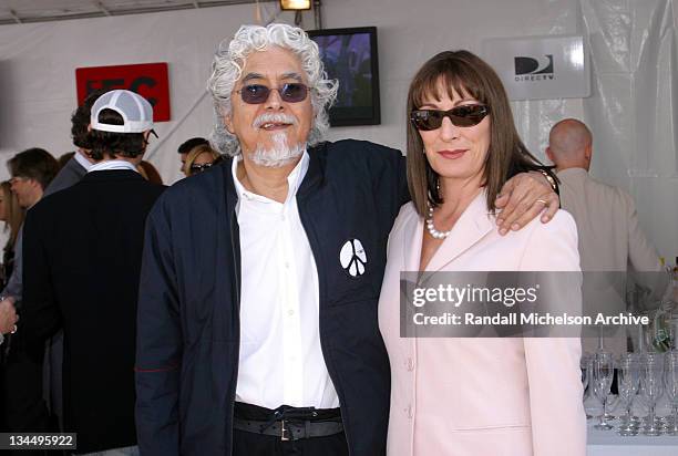 Robert Graham and Anjelica Huston during The 18th Annual IFP Independent Spirit Awards - Backstage at Santa Monica Beach in Santa Monica, California,...