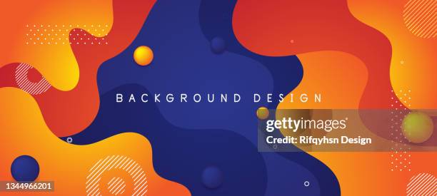 abstract orange gradient fluid wave background with geometric shape. modern futuristic background. can be use for landing page, book covers, brochures, flyers, magazines, any brandings, banners, headers, presentations, and wallpaper backgrounds - orange and blue background stock illustrations