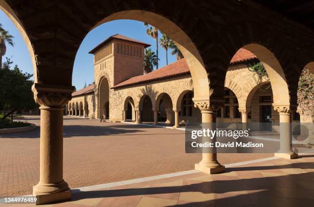 General view of the arches of the Main Quadrangle buildings on the campus of Stanford University before a college football game against the Oregon...