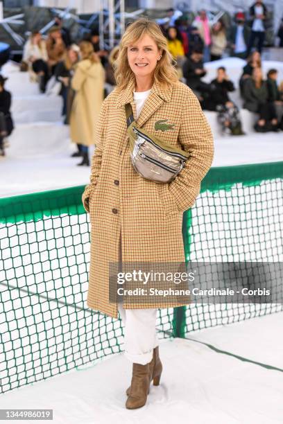 Karin Viard attends the Lacoste Womenswear Spring/Summer 2022 show as part of Paris Fashion Week on October 05, 2021 in Paris, France.