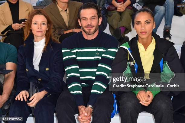 Audrey Marnay, Arnaud Valois and Noemie Lenoir attend the Lacoste Womenswear Spring/Summer 2022 show as part of Paris Fashion Week on October 05,...