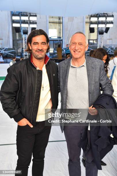 Thierry Guibert and Didier Maus attend the Lacoste Womenswear Spring/Summer 2022 show as part of Paris Fashion Week on October 05, 2021 in Paris,...