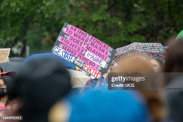 March for reproductive freedom. Bans off our bodies womens march. Women rally to keep abortion legal. Minneapolis, Minnesota. USA.