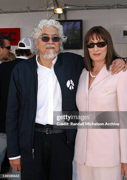 Robert Graham and Anjelica Huston during The 18th Annual IFP Independent Spirit Awards - Backstage at Santa Monica Beach in Santa Monica, California,...