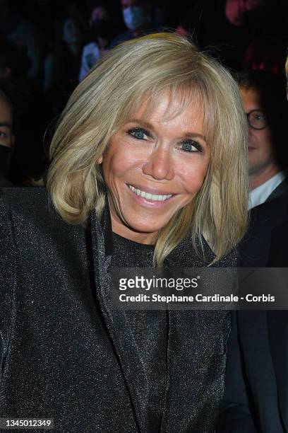 Brigitte Macron attends the A"Love Brings Love" show – in Honor of Alber Elbaz By AZ Factory as part of Paris Fashion Week on October 05, 2021 in...