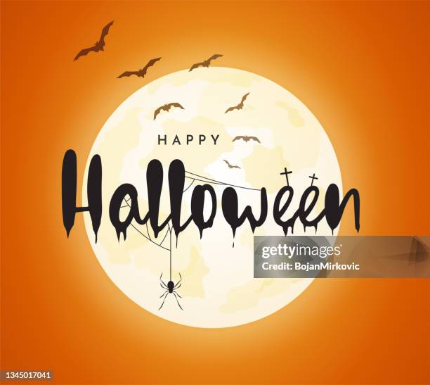 halloween orange background. vector - halloween moon stock illustrations