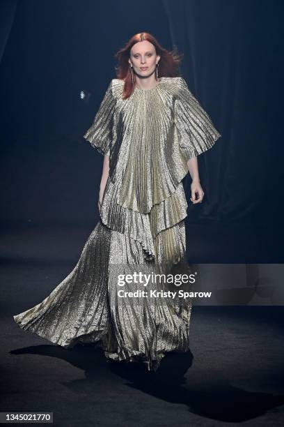 Karen Elson walks the runway during the "Love Brings Love" show – in Honor of Alber Elbaz By AZ Factory as part of Paris Fashion Week on October 05,...