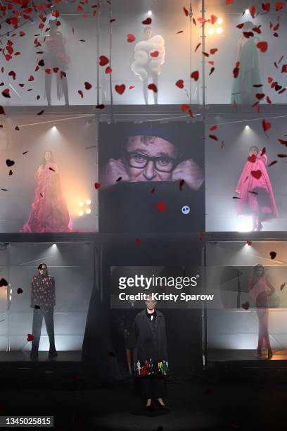 Amber Valletta poses on the runway with models during the runway during the "Love Brings Love" show – in Honor of Alber Elbaz By AZ Factory as part...