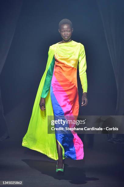 Model walks during the A"Love Brings Love" show – in Honor of Alber Elbaz By AZ Factory as part of Paris Fashion Week on October 05, 2021 in Paris,...