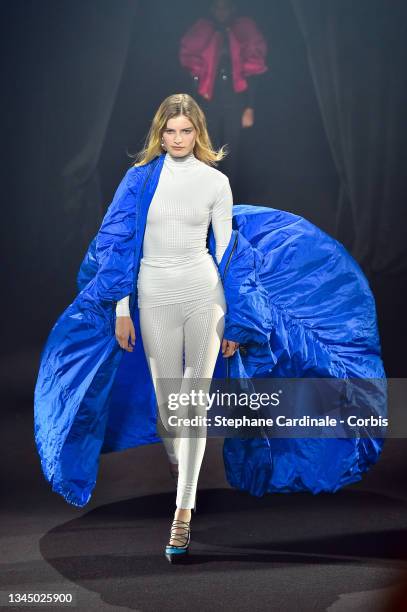 Model walks the runway during the A"Love Brings Love" show – in Honor of Alber Elbaz By AZ Factory as part of Paris Fashion Week on October 05, 2021...