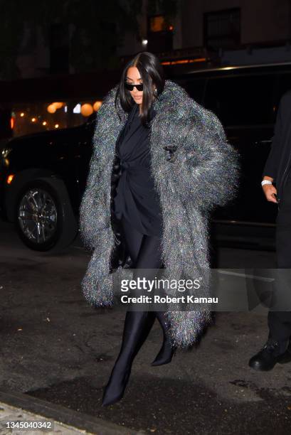 Kim Kardashian arrives at Lattanzi Cucina Italiana on October 05, 2021 in New York City.