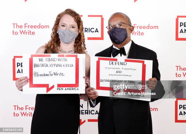 Jodi Picoult and Henry Louis Gates Jr. Attend the 2021 PEN America Literary Gala at American Museum of Natural History on October 05, 2021 in New...