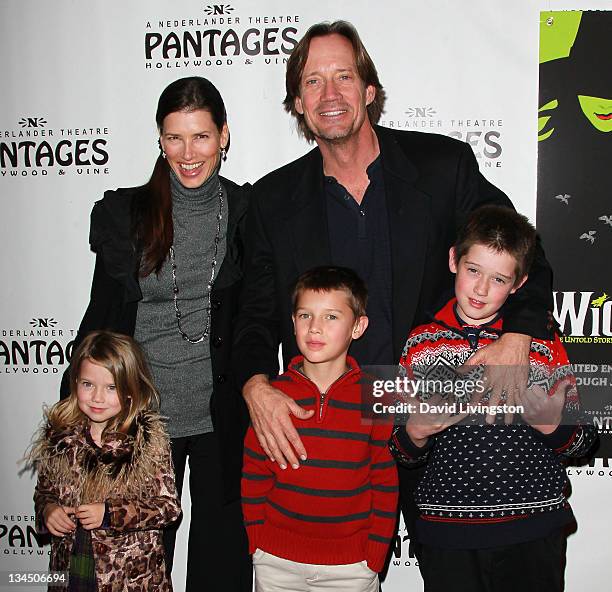 Actor Kevin Sorbo, wife actress Sam Jenkins and their children attend the opening night of "Wicked" at the Pantages Theatre on December 1, 2011 in...