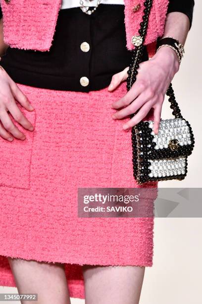 Model walks the runway during the Chanel Ready to Wear Spring/Summer 2022 fashion show as part of the Paris Fashion Week on October 5, 2021 in Paris,...