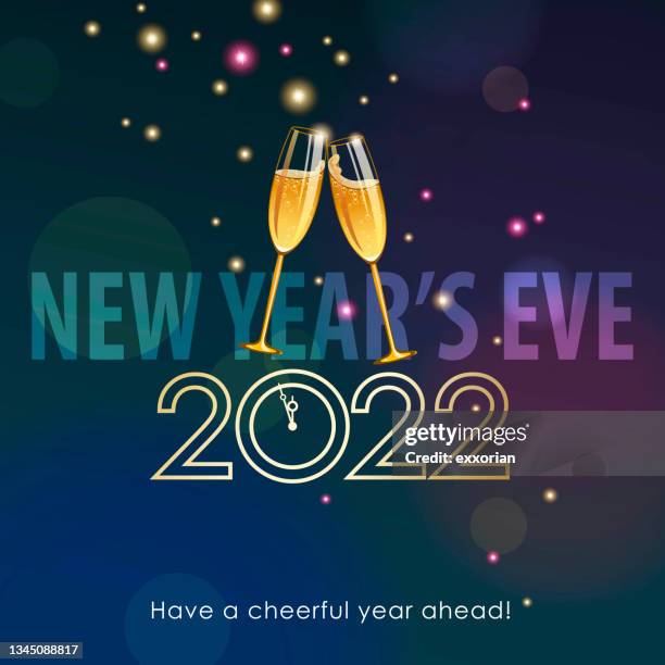 2022 new year's eve countdown & toast - new years eve clock stock illustrations