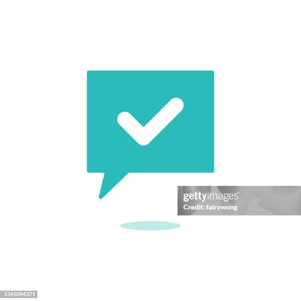 checking bubble icon - receiving feedback stock illustrations