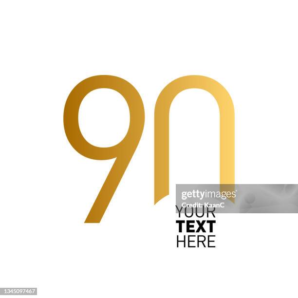 anniversary logo template isolated, anniversary icon label, anniversary symbol stock illustration - number 90 stock illustrations