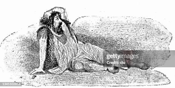 charles dickens as richard wardour in the frozen deep - northwest passage stock illustrations