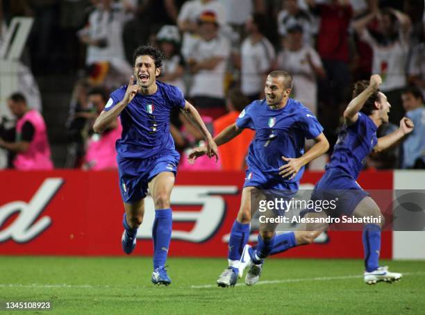Fabio Grosso and Alessandro Del Piero celebrate after scoring athe winnig penality during the World Cup 2006 final football game Italy and France, 09...