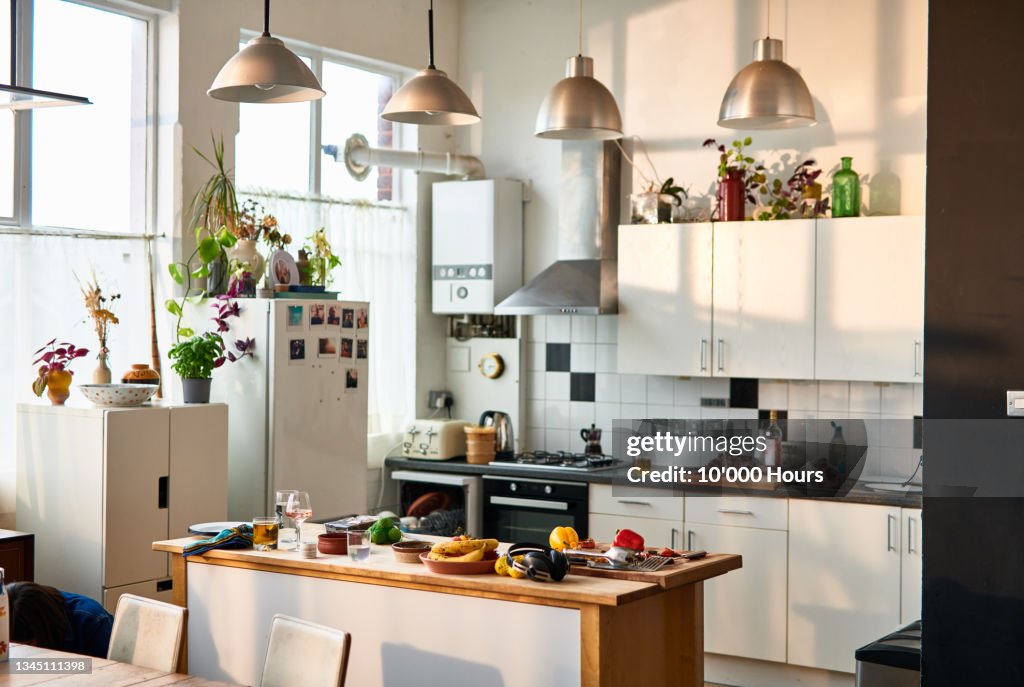 Kitchen interior with food on counter