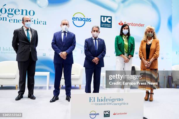 The CEO of Enagas, Marcelino Oreja; the rector of the University of Cantabria, Angel Pazos; the president of Cantabria, Miguel Angel Revilla; the...