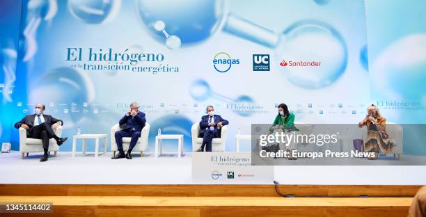 The rector of the University of Cantabria, Angel Pazos; the president of Cantabria, Miguel Angel Revilla, and the mayor of Santander, Gema Igual,...