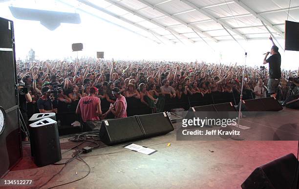 Rapper Slug of Atmosphere performs on stage during Bonnaroo 2011 at This Tent on June 10, 2011 in Manchester, Tennessee.