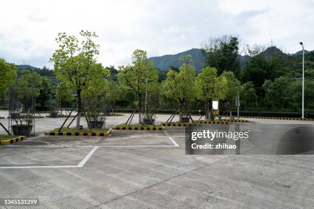 a row of empty parking spaces - parking space - fotografias e filmes do acervo