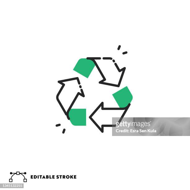 recycling symbol flat line icon with editable stroke - green belt fashion item stock illustrations