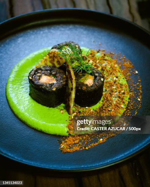 close-up of food in plate on table,london,united kingdom,uk - azucar stock pictures, royalty-free photos & images