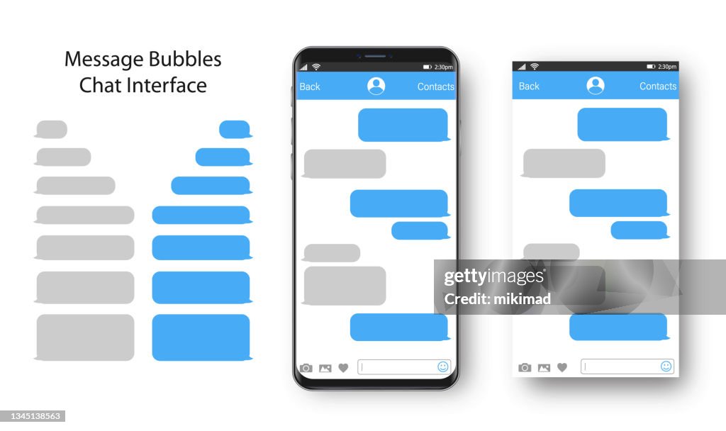 Text Messaging. Smartphone, Mobile Phone Template realistic vector illustration. Speech Bubble. Discussion