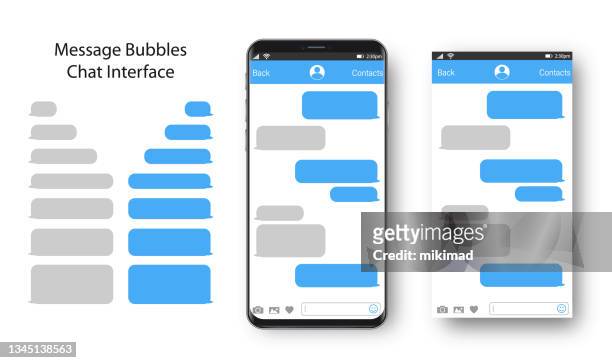 text messaging. smartphone, mobile phone template realistic vector  illustration. speech bubble. discussion - template stock illustrations