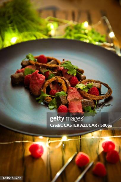 close-up of food in plate on table,london,united kingdom,uk - azucar stock pictures, royalty-free photos & images