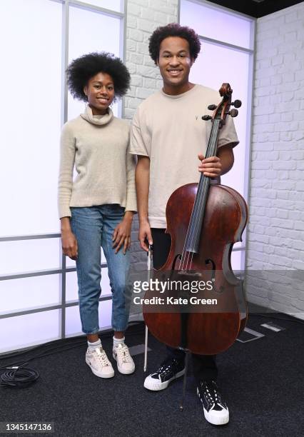 Isata Kanneh-Mason and Sheku Kanneh-Mason during a visit to Scala Radio on October 06, 2021 in London, England.