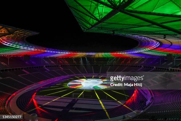 General view during the UEFA EURO 2024 Brand Launch at Olympiastadion on October 05, 2021 in Berlin, Germany.