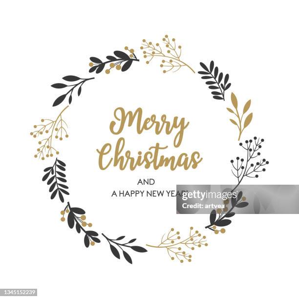 christmas wreath - fir tree leaves stock illustrations