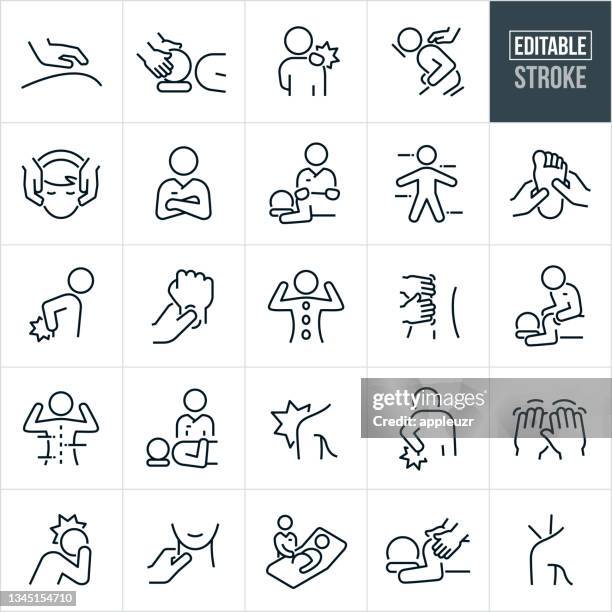 massagetherapie thin line icons - editierbarer schlaganfall - entspannung stock-grafiken, -clipart, -cartoons und -symbole